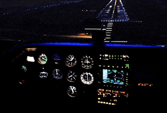 In-flight view with night time